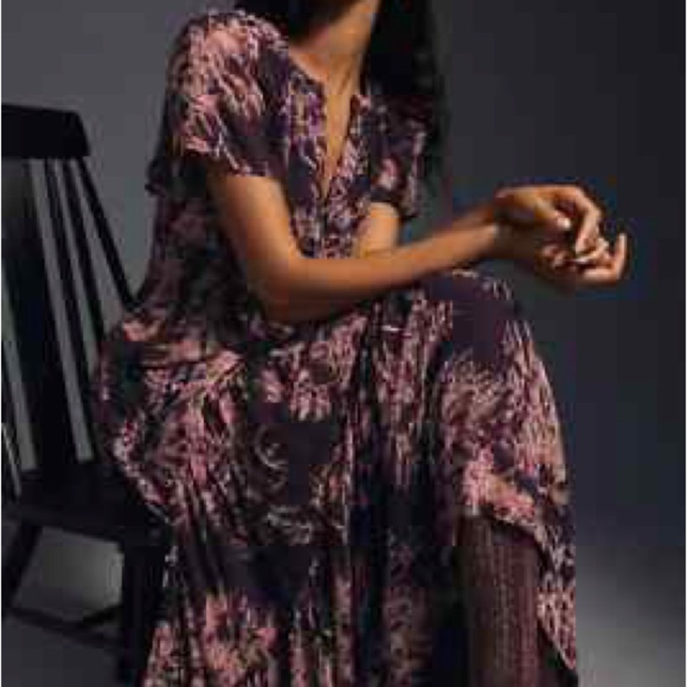 NWOT! Anthropologie Somerset Maxi Dress: Chiffon Edition Crimson Purple Small - Picture 2 of 8